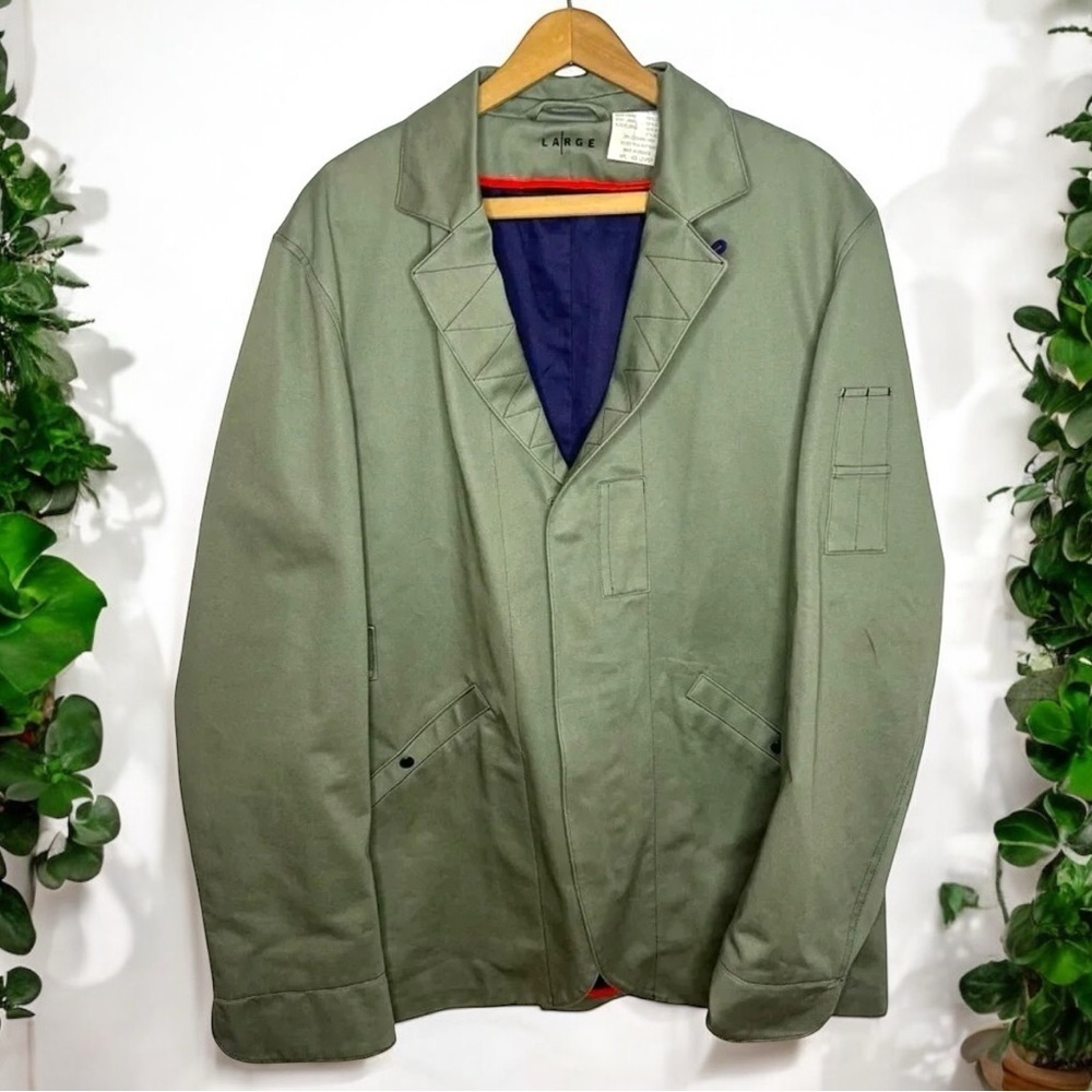 LEVI’S Red Line Green Beige Concealed 3/4 Zip Lapel Jacket